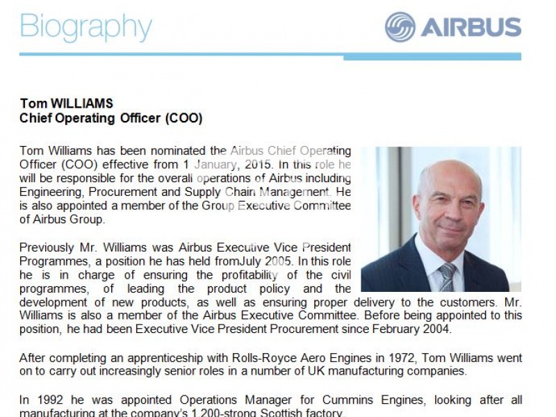 Tom Williams, Airbus