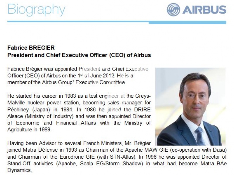 Fabrice Brégier, Airbus