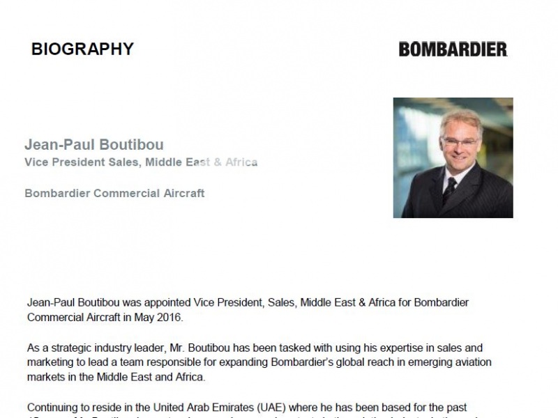 Jean-Paul Boutibou, Bombardier Commercial Aircraft