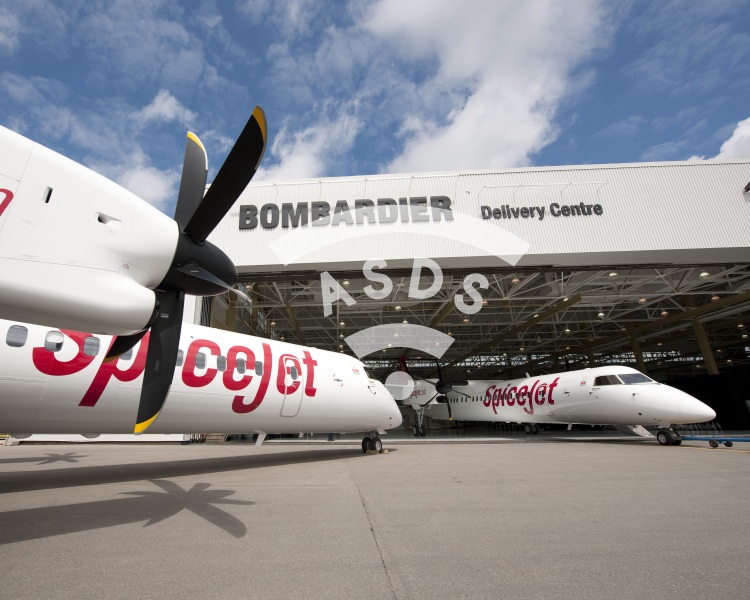 SpiceJet Q400 at Bombardier Delivery Centre