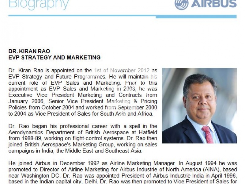 Kiran Rao, Airbus