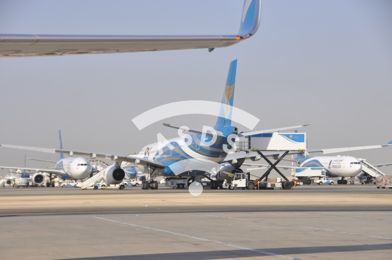 Oman Air fleet in Mascate airport